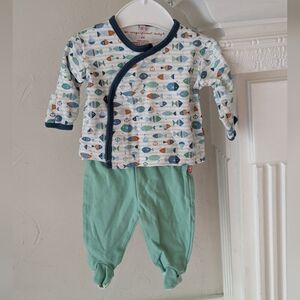 Magnetic Me Fish Print Pajama Set - Blue and Green